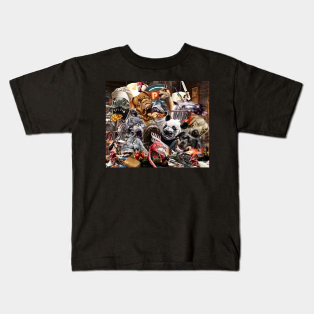 Animals Selfie In Restaurant Kids T-Shirt by Random Galaxy